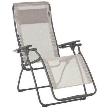 Imagem de Cadeira Reclinável Ajustável Gravidade Zero com Apoio de Cabeça e Porta Copos, LAFUMA LFM3118 8548, Cinza