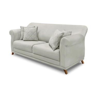 Imagem de Sofá Decorativo 160cm 2 Lugares com 4 Almofadas Armstrong Veludo Prata - Gran Belo