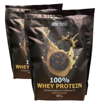 Imagem de Kit 2 Whey Protein Concentrado 100% Reall Nutrition 900g, Cookies Crea