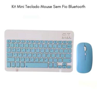 Imagem de Kit Mini Teclado Mouse Sem Fio Bluetooth portátil Celular Tablet Andro