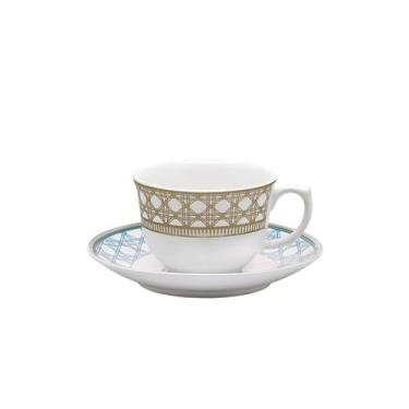 Imagem de Oxford Conjunto Com Xícaras De Chá Com Pires 240ml 06 Peças Flamingo Palhinha Brasileira