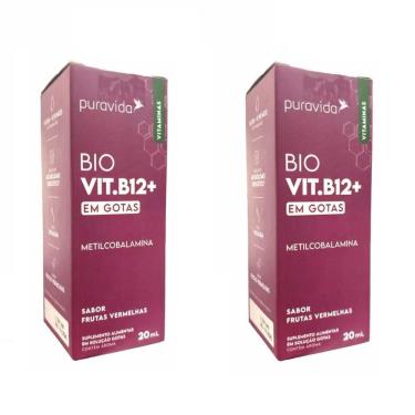 Imagem de Kit 2x Vitamina B12 Drops Metilcobalamina - Puravida 20ml-Unissex
