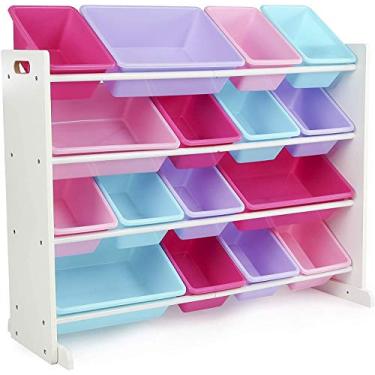 Imagem de Humble Crew, Organizador de brinquedos extragrande branco/azul/rosa/roxo, 16 compartimentos de armazenamento