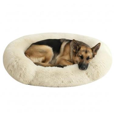 Imagem de Rkrouco Cama de cachorro fofa, calmante, para cães grandes, aquecendo, redondo, pequeno, médio, para animais de estimação, colchão aconchegante para gatos, canil, canil, gatinhos, tapete de dormir (G