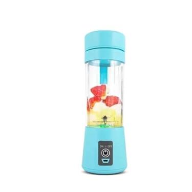 Imagem de Mini Liquidificador Portatil Personal Blender Recarregavel USB 6 Laminas Bateria Longa Duracao Academia Viagens Smoothies Shakes (Azul)