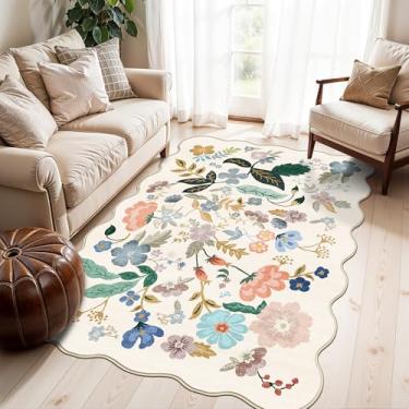 Imagem de Tapetes de sala de estar 10 x 15 cm: tapetes de cozinha boho laváveis antiderrapantes tapete de cabeceira pequeno de pilha baixa para quarto de berçário resistente à água tapete de chão sem queda para