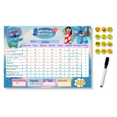 Imagem de Quadro de Incentivo Infantil Magnético Tema Criaturinha Azul – Rotina Educativa Opfy A4