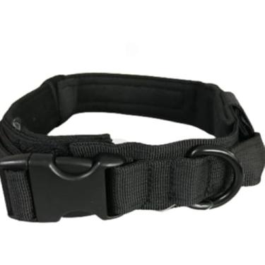 Imagem de Coleiras Tática Militar Ajustável Resistente Para Cachorro Com Alça Treinamento Pet Grande Porte(Preto/Fivela de Plástico,XL)