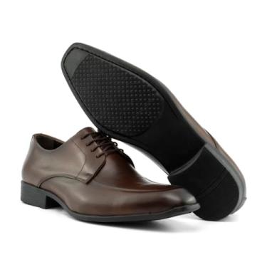 Imagem de Turunelli Calçados | Sapato Social Masculino Derby Denver em Couro Legítimo, Bico Quadrado, Cadarço Encerado, Solado de Borracha Costurado, Confortável e Sofisticado | 37 ao 44 (Café, BR, Adulto, Numérico, 38)