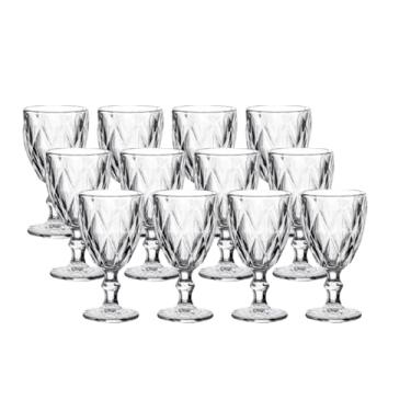 Imagem de Conjunto de 12 Taças de Vidro Transparente, Design Texturizado, 340ml, 16,5cm Altura, Ideal para Água e Bebidas, Estilo Clássico