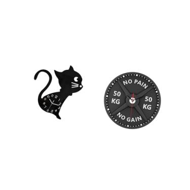 Imagem de Fenteer Relógio de Parede Moderno de Acrílico com Desenho Animado para Sala de Estar E Academia, Relógio Decorativo Criativo de 12 Polegadas para Levantamento