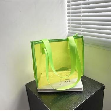 Imagem de Bolsa feminina transparente de PVC – Bolsa de ombro elegante de grande capacidade para viagens e uso diário, Verde