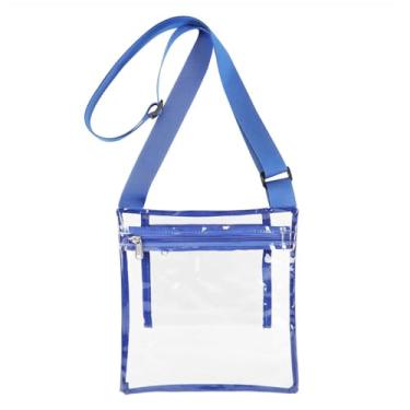 Imagem de Bolsa transparente para eventos de estádio - bolsa carteiro - bolsa transversal para mulheres, Azul, 9 inches (W) x 10 inches (L) x 0.5 inches (H)