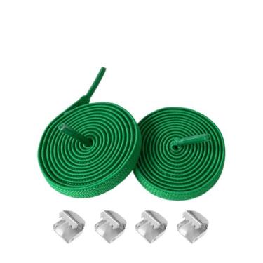 Imagem de Cadarços elásticos para tênis - Cordas de sapato elásticas planas de 8 mm, sem amarrar, cadarços para adultos, Verde, 100cm