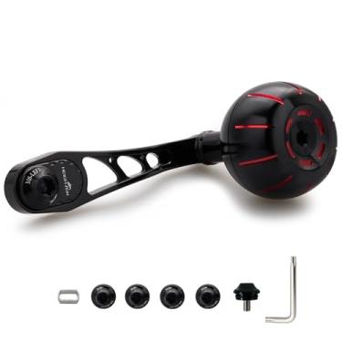 Imagem de HEIGHTEN Carretel de pesca de 65 mm/75 mm com botão de 38 mm para Shimano Daiwa Abu Garci Penn Kastking Lew's Baitcasting Reel Power Crank Acessório (preto e vermelho) (1189)