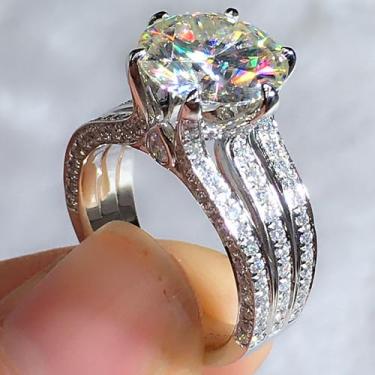 Imagem de Anéis de noivado de zircônia cúbica branca banhada a ouro branco e ouro, alianças de compromisso, festas noturnas, presentes de dia dos namorados, alianças de eternidade para mulheres, 10, Cobre, Sem