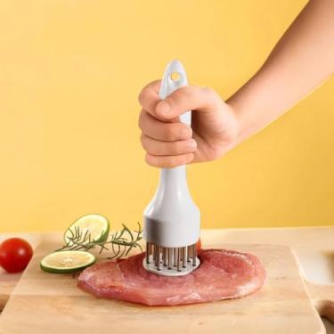 Imagem de 1 peça de amaciador de carne de 16 pinos: utensílios de cozinha para amaciar carne bovina, bife, vitela, porco, branco