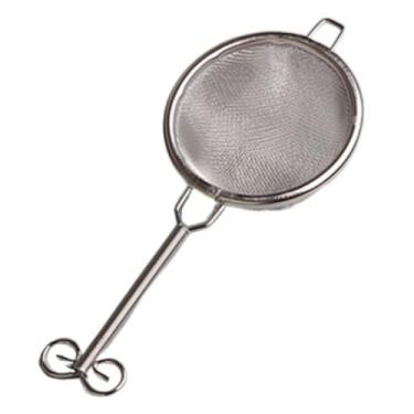 Imagem de Escumadeira de malha fina em forma de cone premium antiderrapante colher de aço inoxidável eficaz para chá (cabo longo prata)