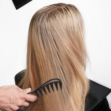 Imagem de Pente de dentes largos, pente de dente grande, pente de dentes de tubarão, pente de plástico para cabelos longos e secos cacheados, molhados, espessos, penteados, salão profissional, uso doméstico, 3