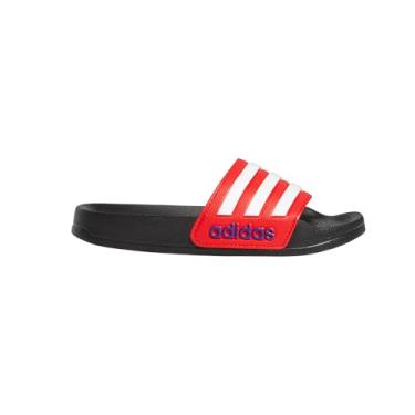 Imagem de adidas Chinelos infantis unissex Adilette, Preto/branco/vermelho vívido, 11 Little Kid