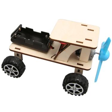 Imagem de Kit de experimentos científicos DIY Carro movido a vento de madeira para crianças maiores de 8 anos