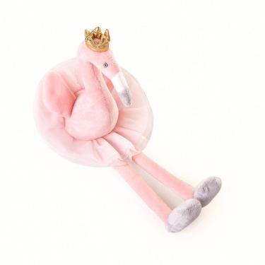 Imagem de Boneca de brinquedo de pelúcia Flamingo rosa macio com coroa e tutu de 35 cm