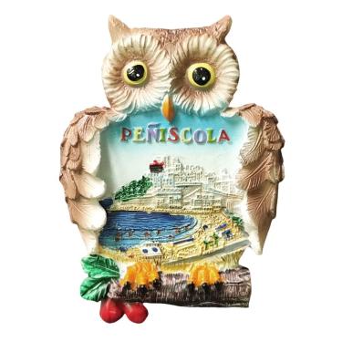 Imagem de Ímã de geladeira feito à mão em forma de coruja em forma de coruja Peniscola 3D