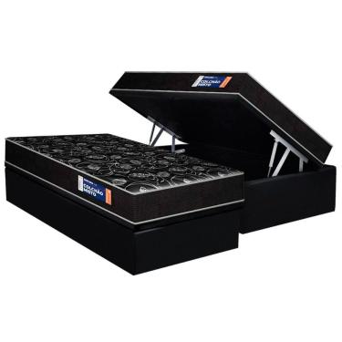 Imagem de Conjunto Box Baú Solteiro: Colchão Espuma Plumatex D28 Isopluma + Base Crc Suede Black (88x188)