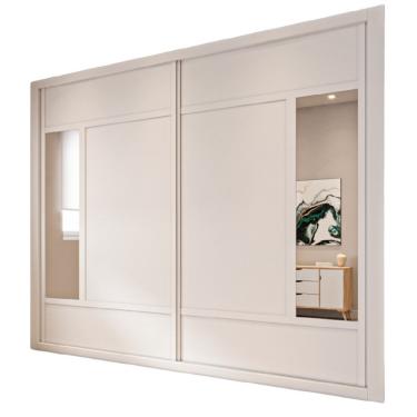Imagem de Guarda Roupa Paris Plus Móveis Europa Branco Acetinado/nogueira