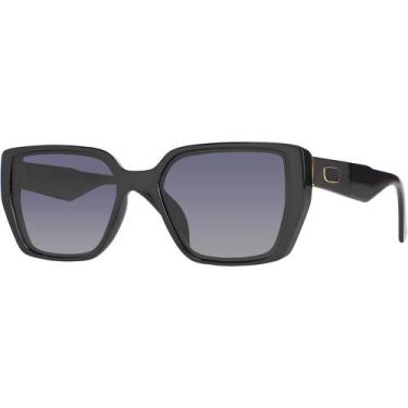 Imagem de Óculos de Sol Feminino Quadrado Original Preto Casual Polarizado Detal