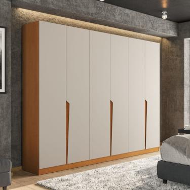 Imagem de Guarda Roupa Roupeiro 6 Portas 4 Gavetas Porto Freijó Creme Politorno Móveis