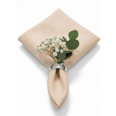 Imagem de Guardanapo em Tecido Jacquard Tradicional Falso Liso Bege Marfim - 40x