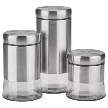 Imagem de Kit 3 Pote Inox Mimo Style Vítreo Fechamento Hermético