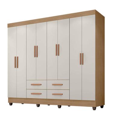 Imagem de Guarda Roupa Casal Porto 8 Portas Nature Off White - Móveis Leão