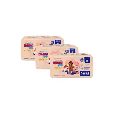 Imagem de Kit 3 Fralda Infantil Turma da Mônica Baby Premium Tamanho XG 14 Unidades