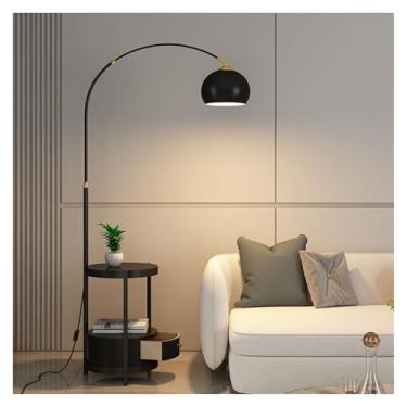 Imagem de Luminária de chão Candeeiro de pé com gaveta, candeeiro em arco ajustável altura, mesa para quarto, sala estar ou escritório(Preto)
