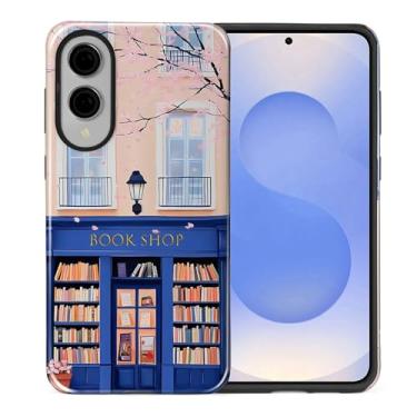 Imagem de Yuning419 Capa compatível com Samsung Galaxy S25 Edge [compatível com MagSafe] Capa de proteção rígida híbrida de 2 camadas, capa magnética protetora à prova de choque, encantadora livraria azul