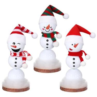 Imagem de Soulchen 3 conjuntos de enfeites de boneco de neve de golfe, kits de bricolage, enfeites de artesanato de Natal, emoções engraçadas, presentes de bola de golfe, construa um boneco de neve, decoração