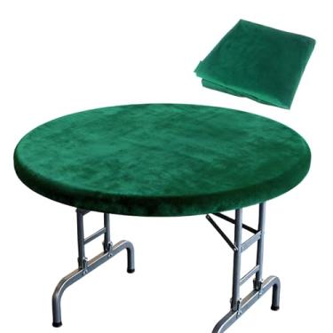 Imagem de Klmnop Toalha de mesa de pôquer de veludo verde de 129 cm, toalha de mesa redonda para jogos de cartas, pano de prevenção de deslizamento com redução de ruído para tabuleiros de Mahjong e jogos de
