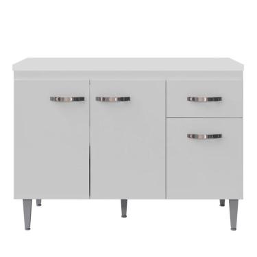 Imagem de Balcão Cozinha Gabriela 3 Porta 120cm S-t Ajl Branco