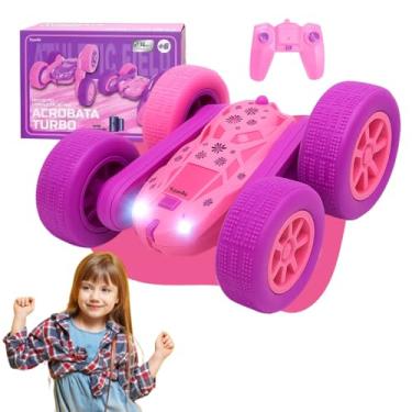 Imagem de Carrinho Controle Remoto 4x4 Brinquedo Rosa Giro 360º Pirueta Maluco Infantil Recarregável Com Luzes Kizumba