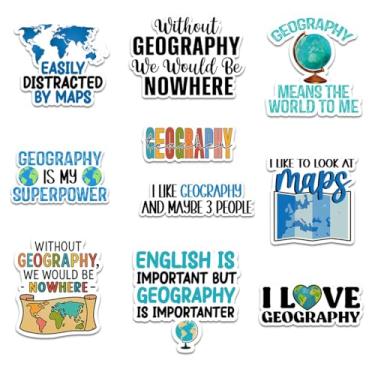 Imagem de (10 peças - 7,6 cm) Pacote de adesivos de geografia, adesivos engraçados de vinil de mapa e globo com citações educativas para professores, estudantes, amantes de mapas, entusiastas de viagens