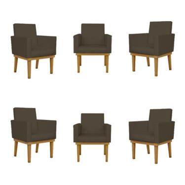 Imagem de Kit 06 Poltronas Reforçadas Escritório Courino Cor marrom
