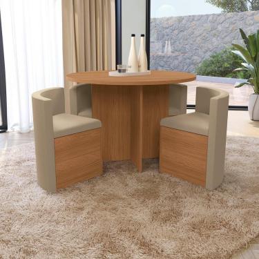 Imagem de Conjunto Sala De Jantar Nira Kappesberg 4 Cadeiras Veludo Bege