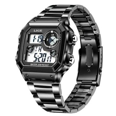 Imagem de Relógio Moda Luxo Eletrônico Inoxidável Luminoso 8921 Preto