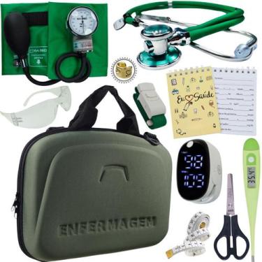 Imagem de Kit Enfermagem Pamed Premium Aparelho Esteto Medidor Glicose - Love Sa