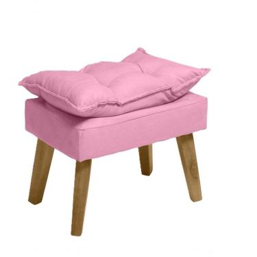 Imagem de Puff Banqueta Decorativa Glamour Com Pés Quadrado Rosê