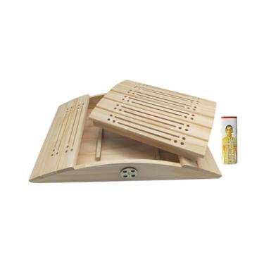 Imagem de ＫＬＫＣＭＳ Almofada de madeira para moxabustão, apoio de cabeça de madeira para sauna, almofada lombar leve para moxabustão para SPA, sala de sauna, sofá de, S