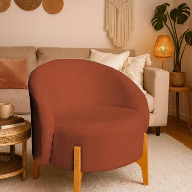 Imagem de Poltrona Orgânica Requinte Sala Escritório Pé Madeira TerraCota