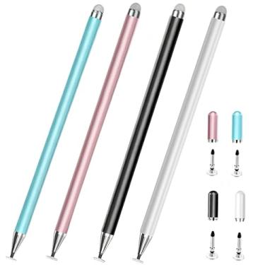 Imagem de 4 canetas Stylus para Android 15/14 Tablet/Kids Tablet S Pen compatível com iPad iOS Pencil universal de alta sensibilidade (preto + branco + azul + rosa 4)